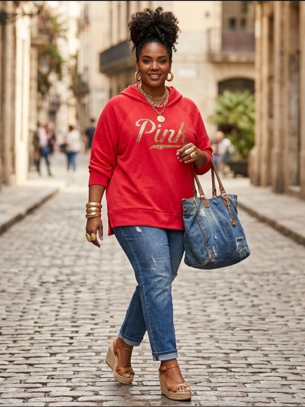 VS Pink Script Hooded Sweatshirt - Red Cozy Women’s Top